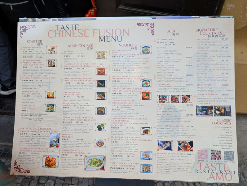 布拉格必吃美食|TASTE.AMO 中西合併餐廳與經典鴨腿 4 TASTE.AMO的菜單