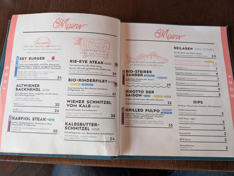 【維也納】SKY Bar im STEFFL|遙望聖斯德望大教堂的景觀餐酒館 9 SKY Bar im STEFFL MENU