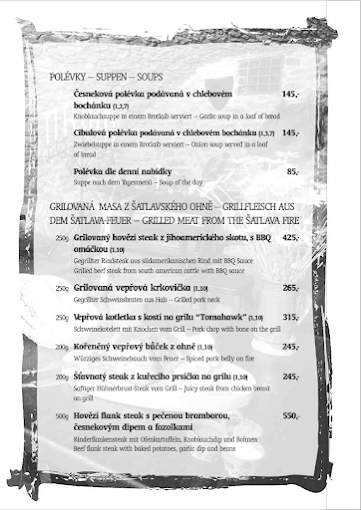 【庫倫洛夫】Krčma Šatlava|捷克CK小鎮中必吃餐廳,烤功純熟且態度不錯 6 Krčma Šatlava menu