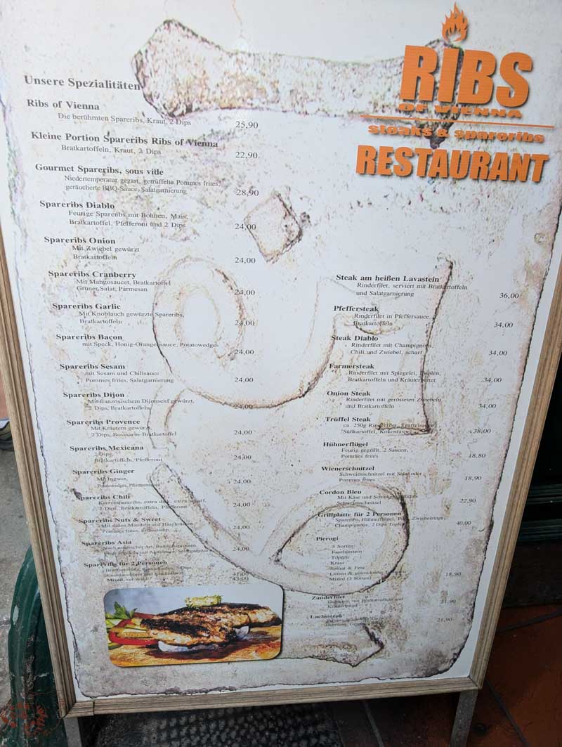 【維也納美食】Ribs of Vienna|巨無霸豬肋排超震撼!平價又美味的奧地利名店 5 Ribs of Vienna的菜單