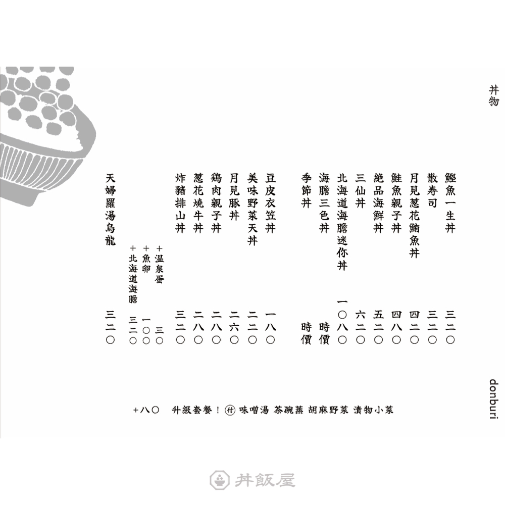 米崙丼飯屋值得吃嗎?花蓮美崙日式老宅開箱:服務好與環境美,但口味如何呢?優缺點完整分析 4 米崙丼飯屋 菜單